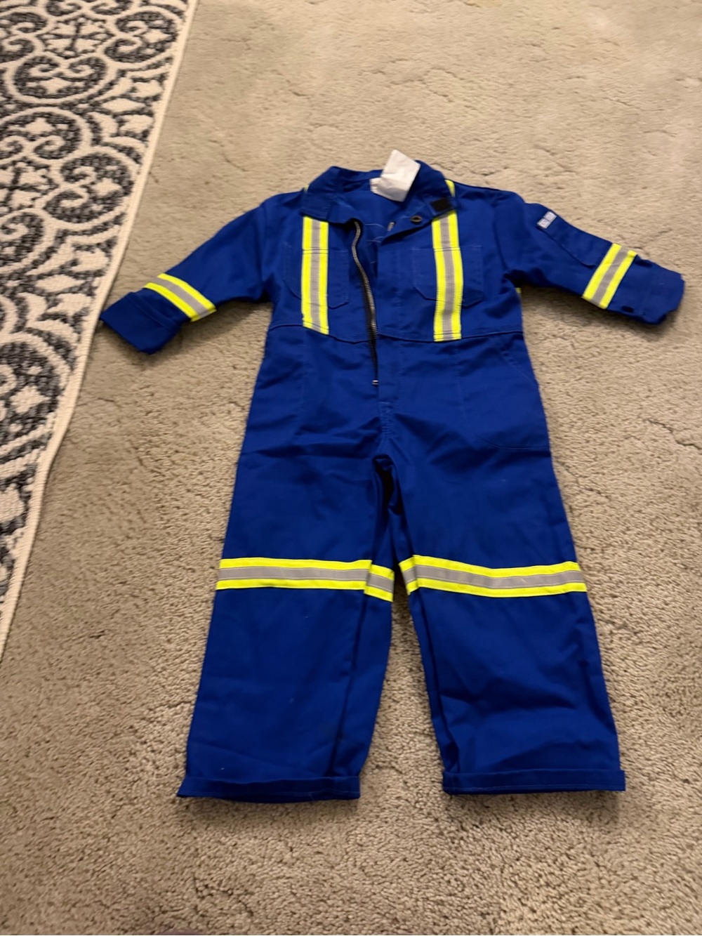 Kids High-Visibility Blue Coverall with Reflective Stripes
